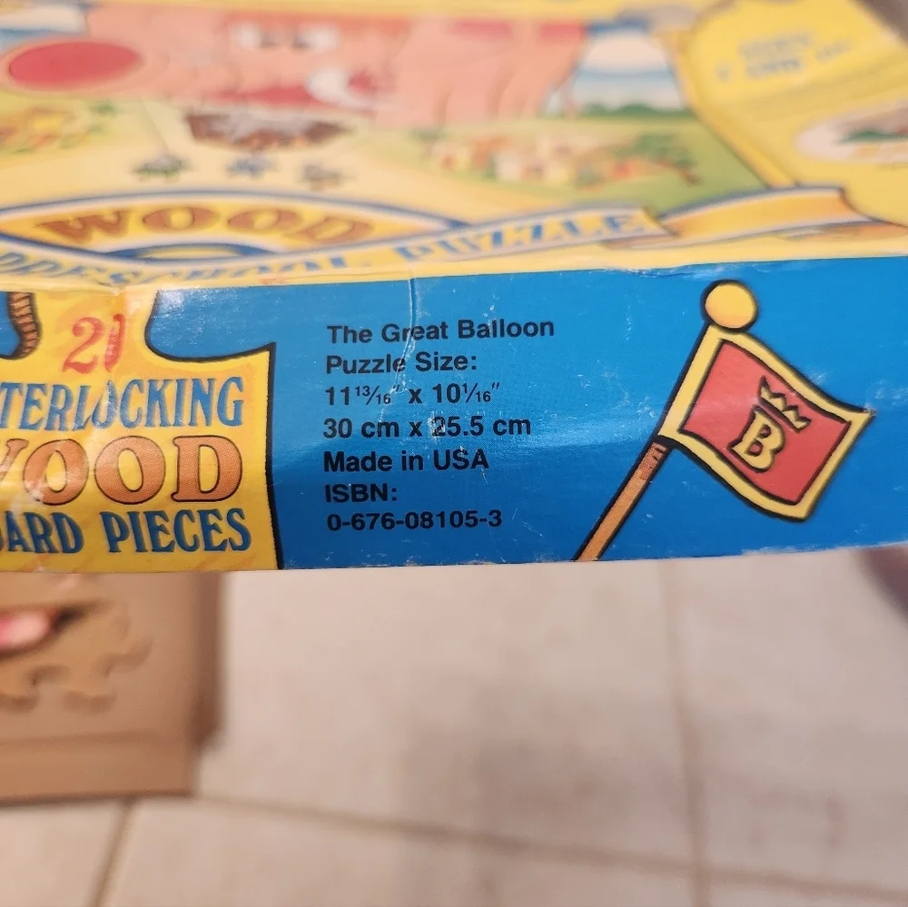 Vtg 1989 BABAR The Great Balloon Wood‎ Board Preschool Puzzle Complete